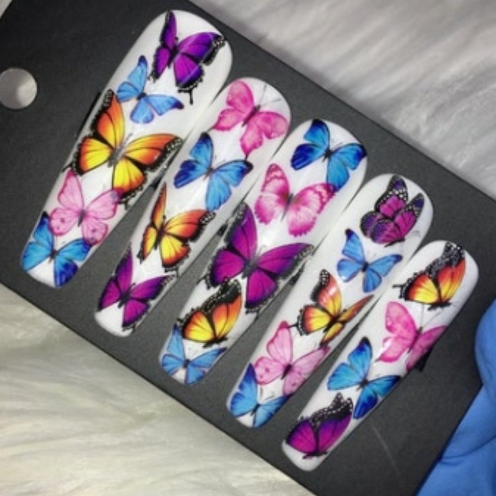 Handmade Hard Gel XXL Coffin Press On Nails